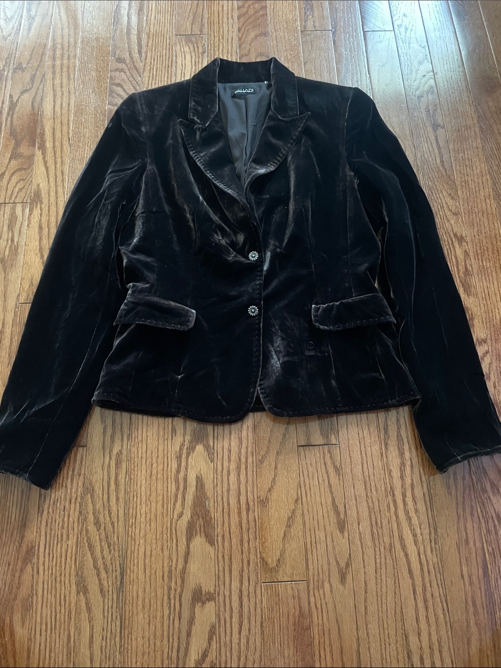 Tahari Dark Brown Silk Blend Velvet Holiday Blazer Women’s Sz Small